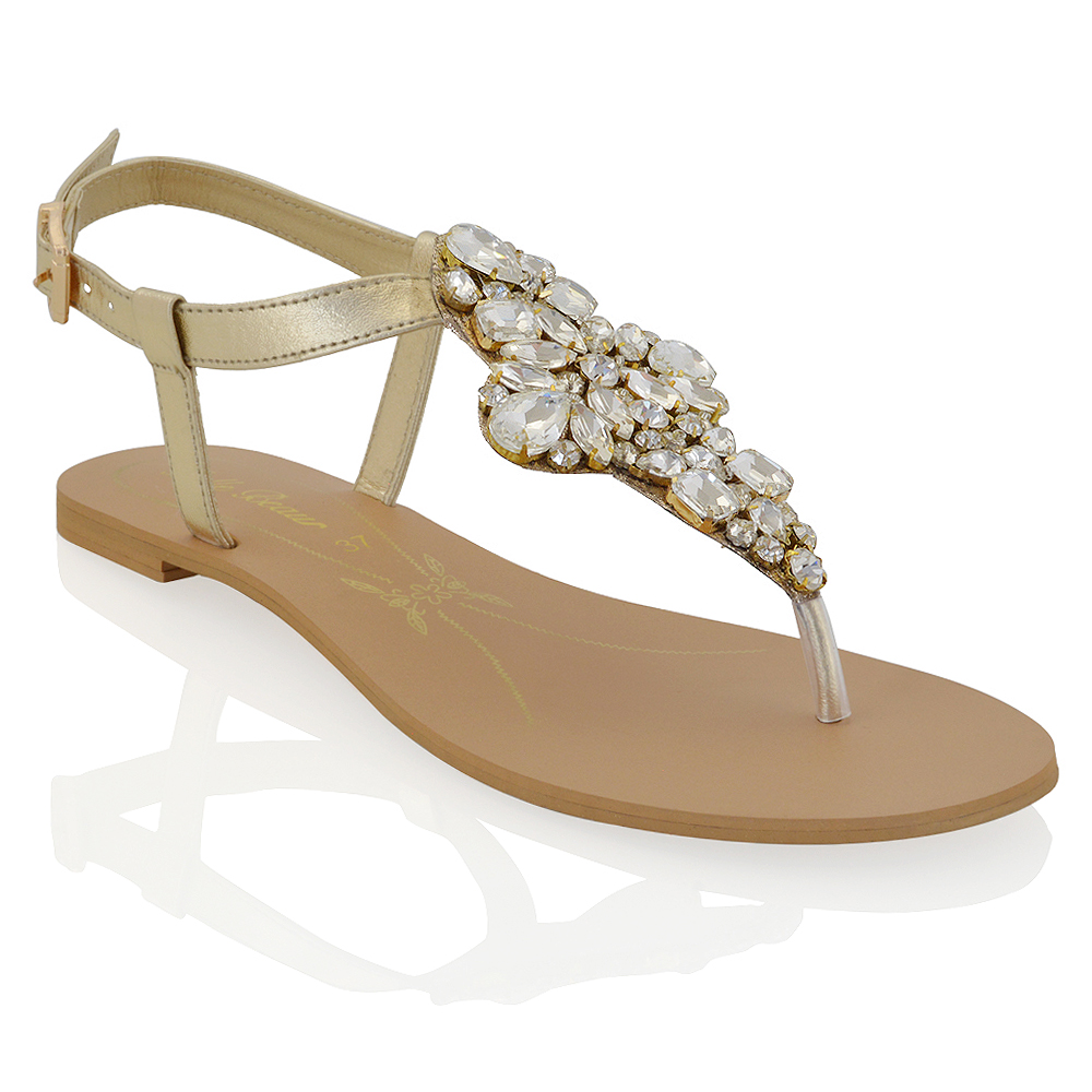 ladies sparkly flat sandals